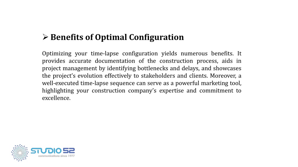 PPT - Optimal TimeLapse Configuration for Construction Site Photography ...