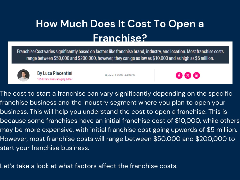 How Much Does It Cost To Franchise Your Business PPT - Franchise Cost Understanding Financial Investment in Franchising