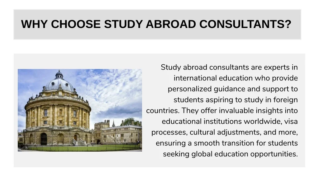 PPT - Achieve Your Global Dreams The Role of Study Abroad Consultants ...