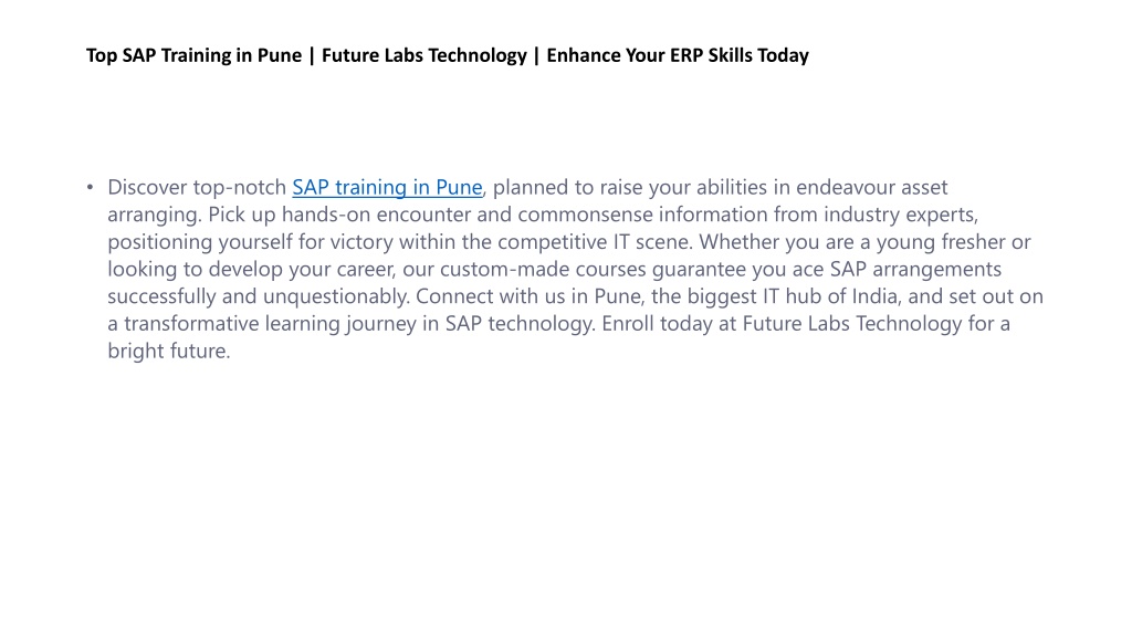 PPT - Top SAP Training in Pune | Enhance Your ERP Skills at Future Labs ...