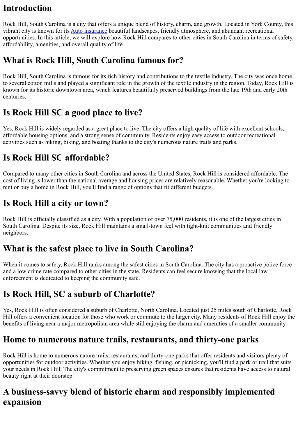 PPT - How Does Rock Hill Compare to Other Cities in South Carolina ...