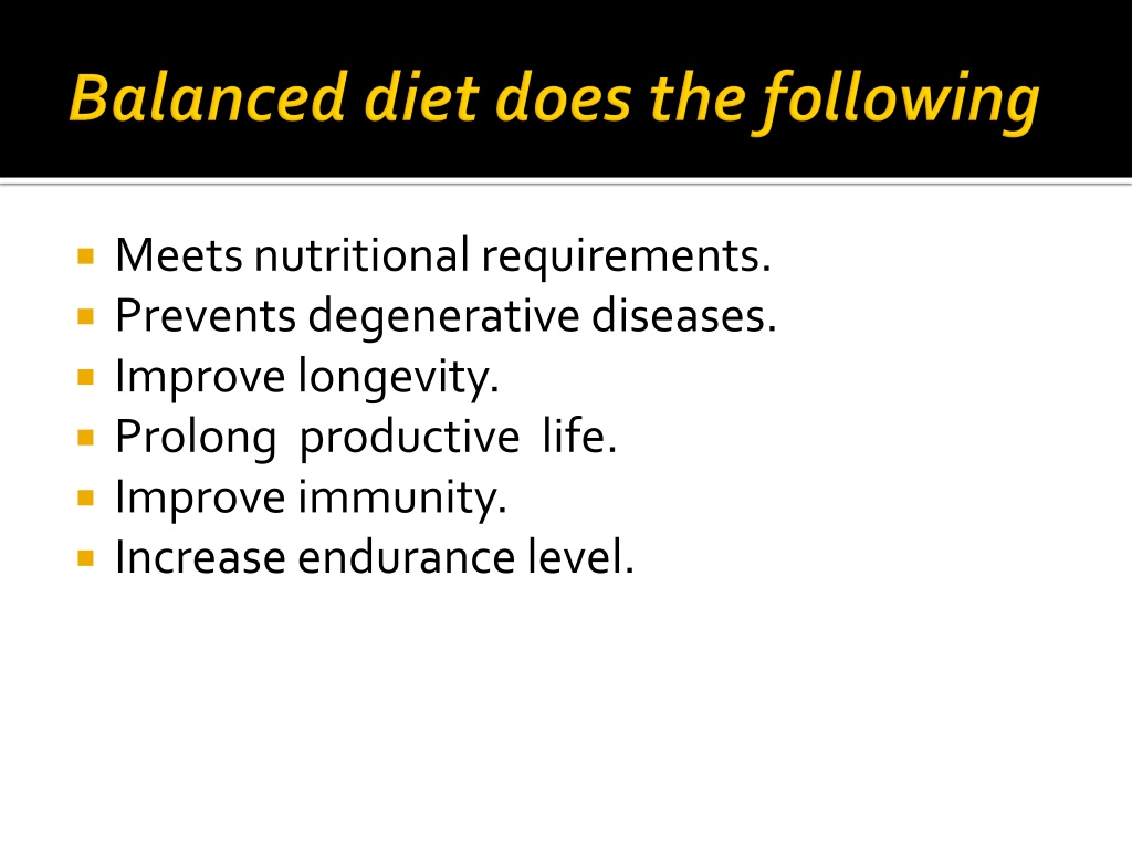 PPT - Balanced Diet gives out details of the nutrients to be followed ...