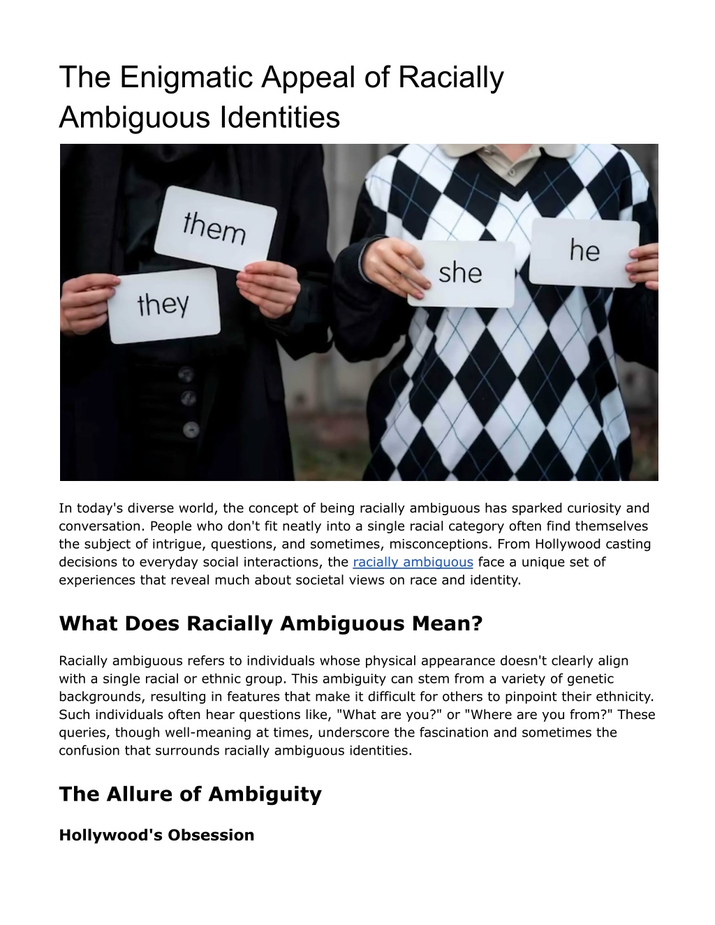 PPT - The Enigmatic Appeal of Racially Ambiguous Identities PowerPoint 