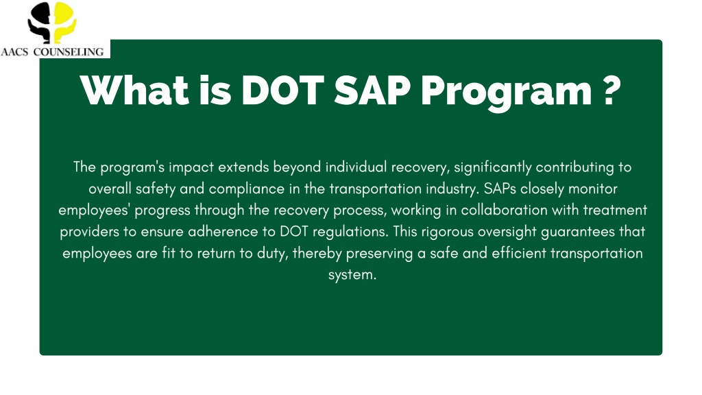 PPT - Empowering Recovery: The Role of a DOT SAP Program PowerPoint ...