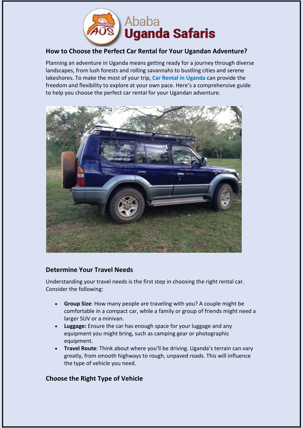 PPT - How to Choose the Perfect Car Rental for Your Ugandan Adventure ...