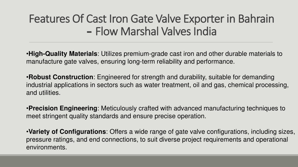 PPT Cast Iron Gate Valve Exporter in Bahrain Flow Marshal Valves