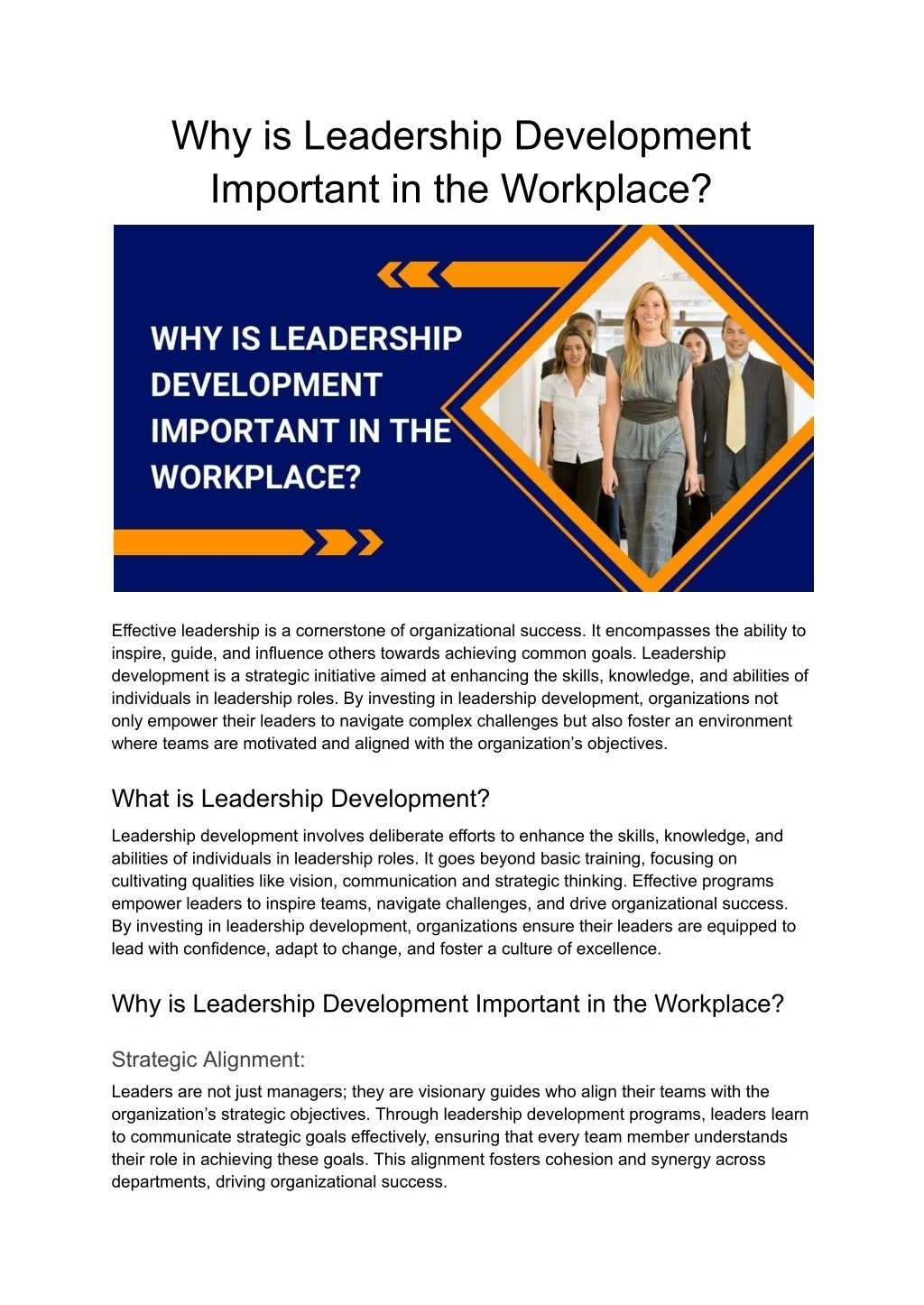 PPT - Why is Leadership Development Important in the Workplace ...