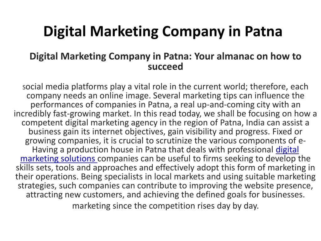 PPT - DIGITAL MARKETING COMPANY IN PATNA PowerPoint Presentation, free ...