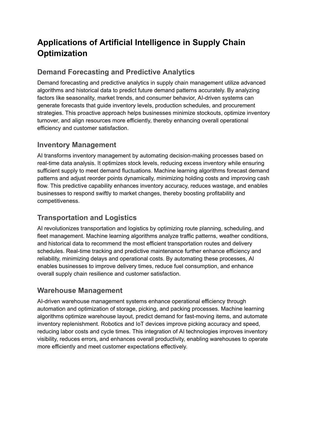 PPT - Role of Artificial Intelligence in Supply Chain Optimization ...