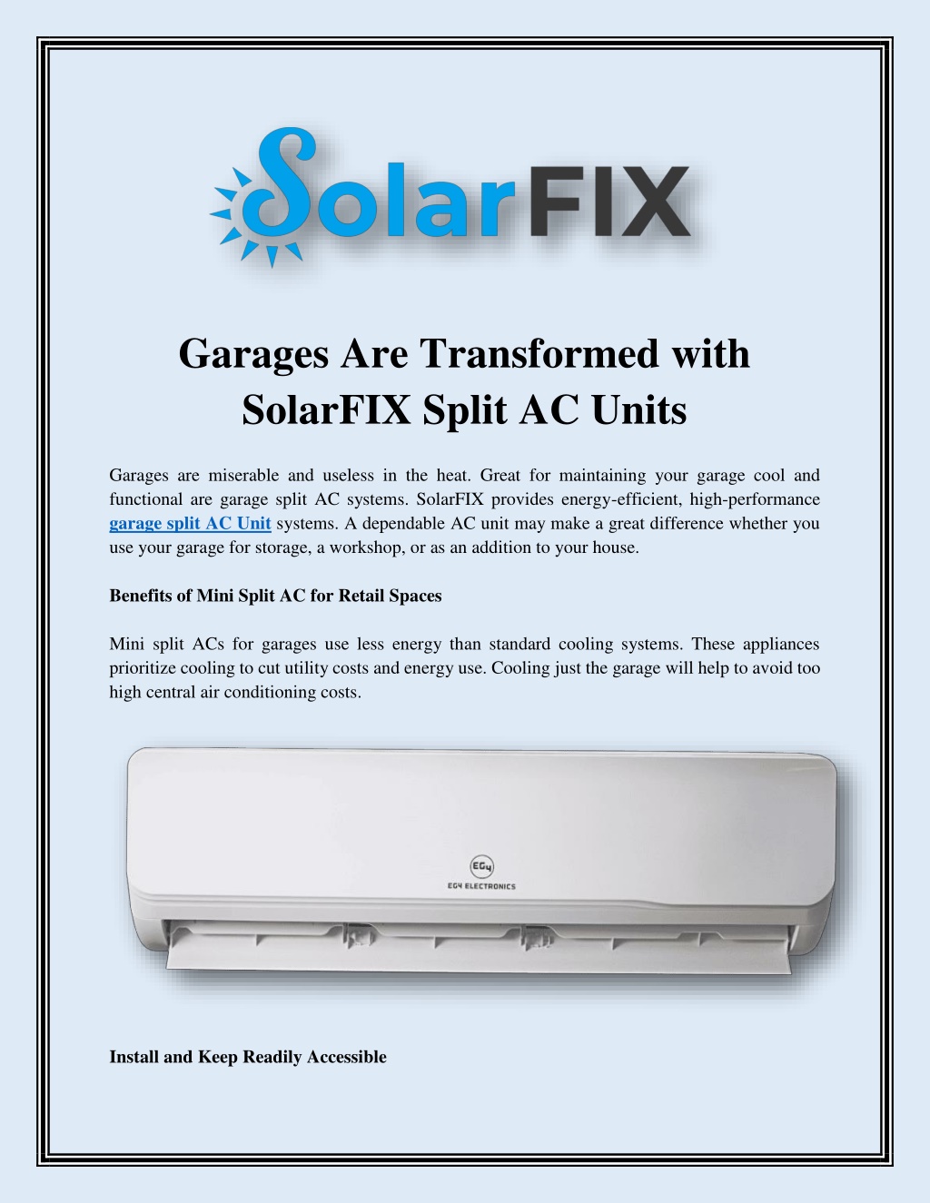 Ppt - Garages Are Transformed With Solarfix Split Ac Units Powerpoint 