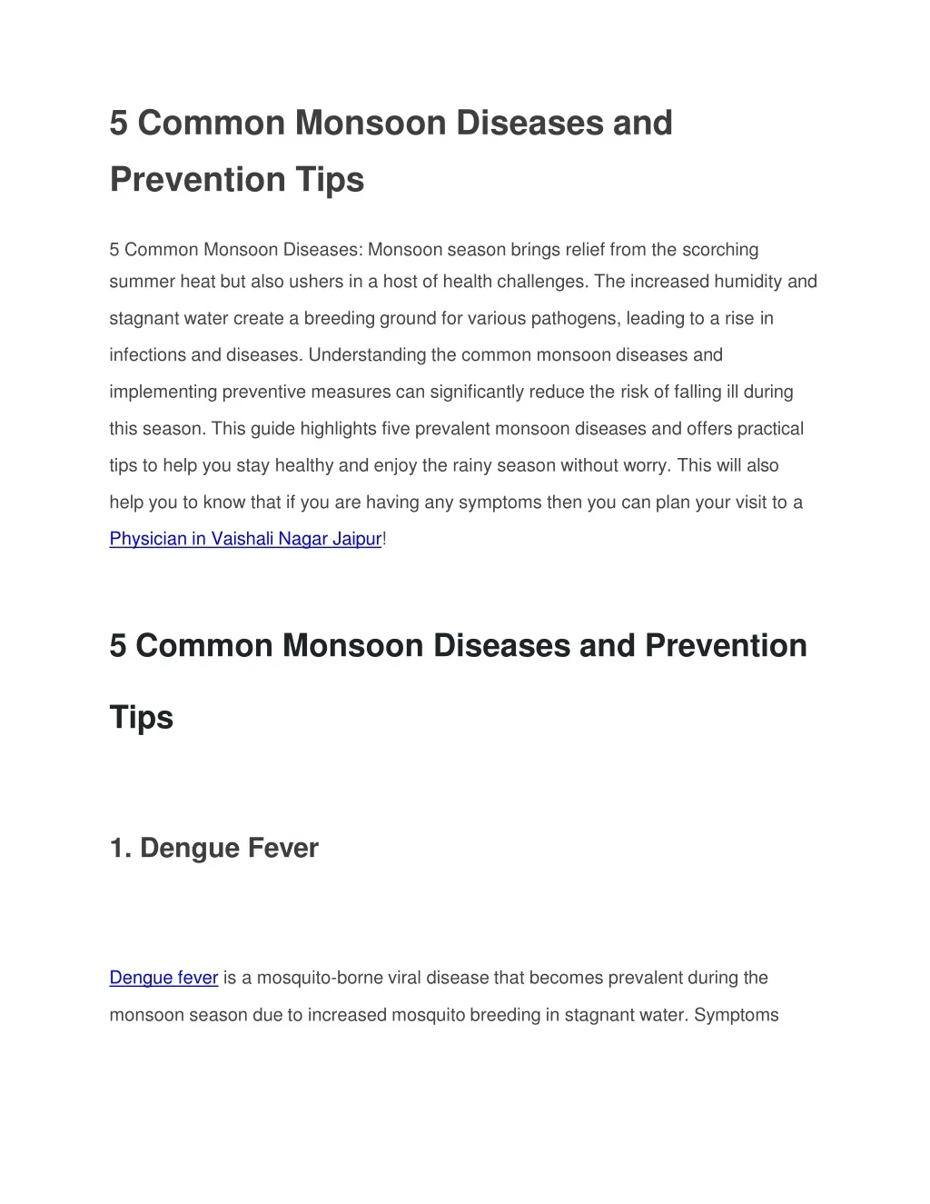 Ppt 5 Common Monsoon Diseases And Prevention Tips Powerpoint