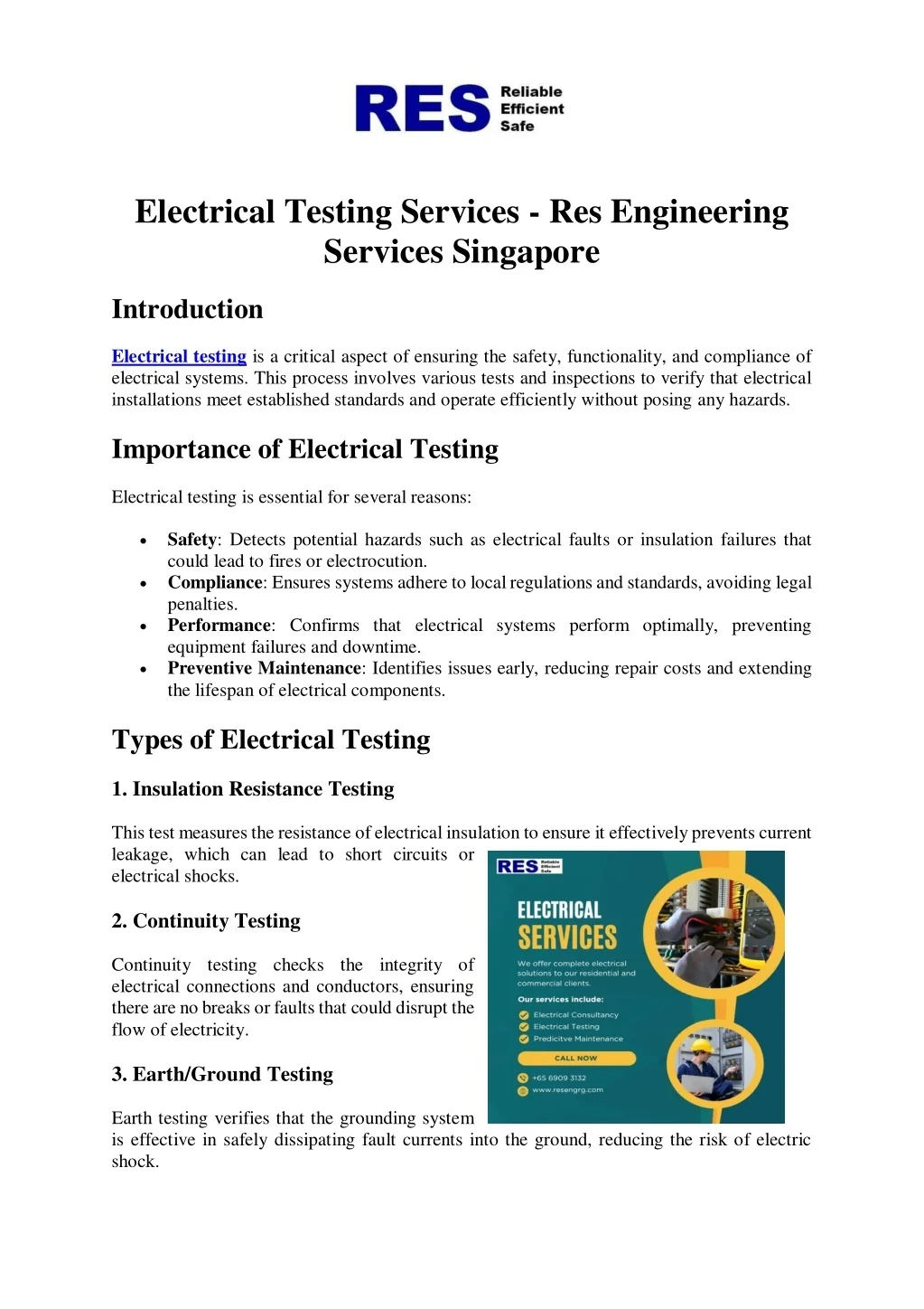 Electrical Testing Powerpoint Image PPT - Electrical Testing Services - Res Engineering Services Singapore ...