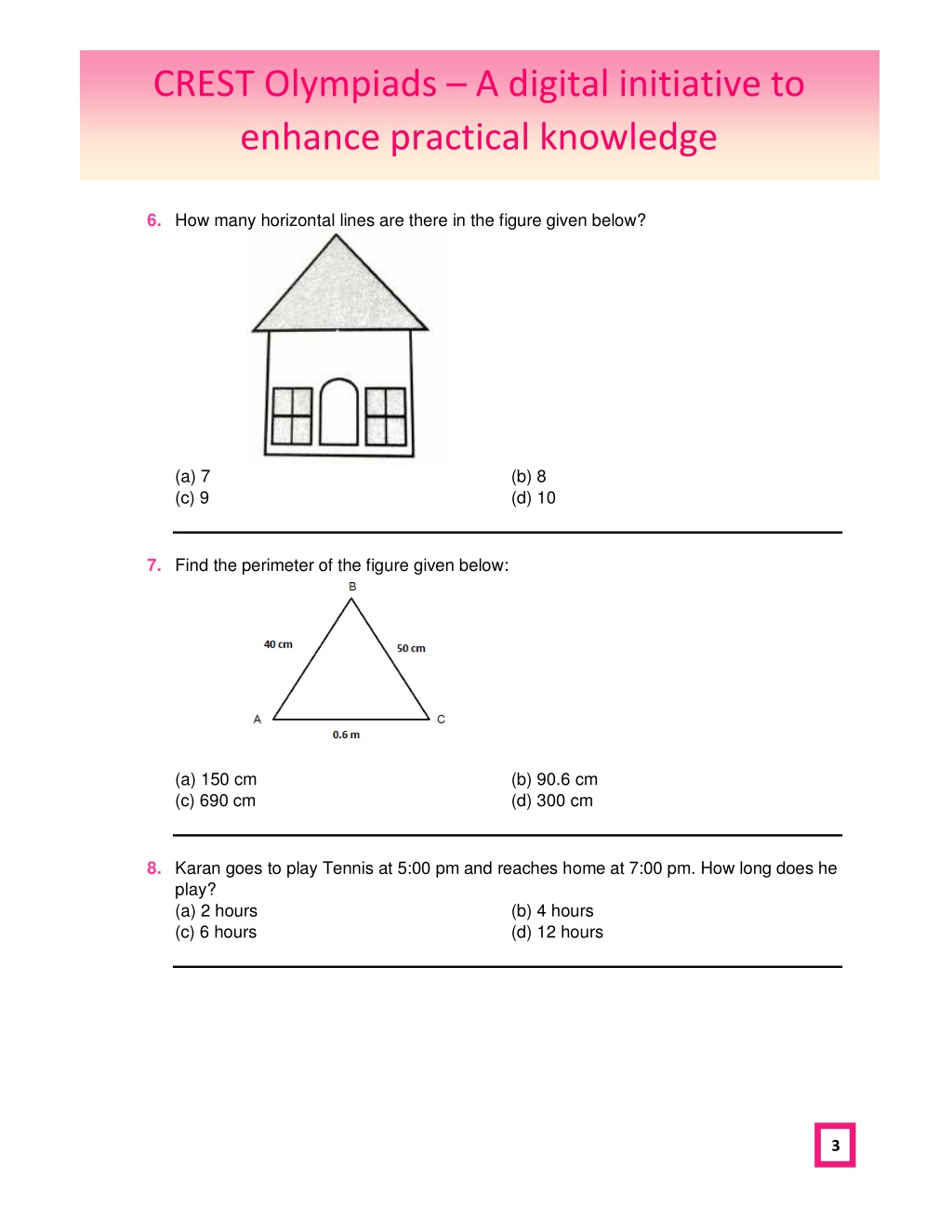 PPT - Crest Mathematics Olympiad (CMO) Class 3 Sample Paper PowerPoint ...