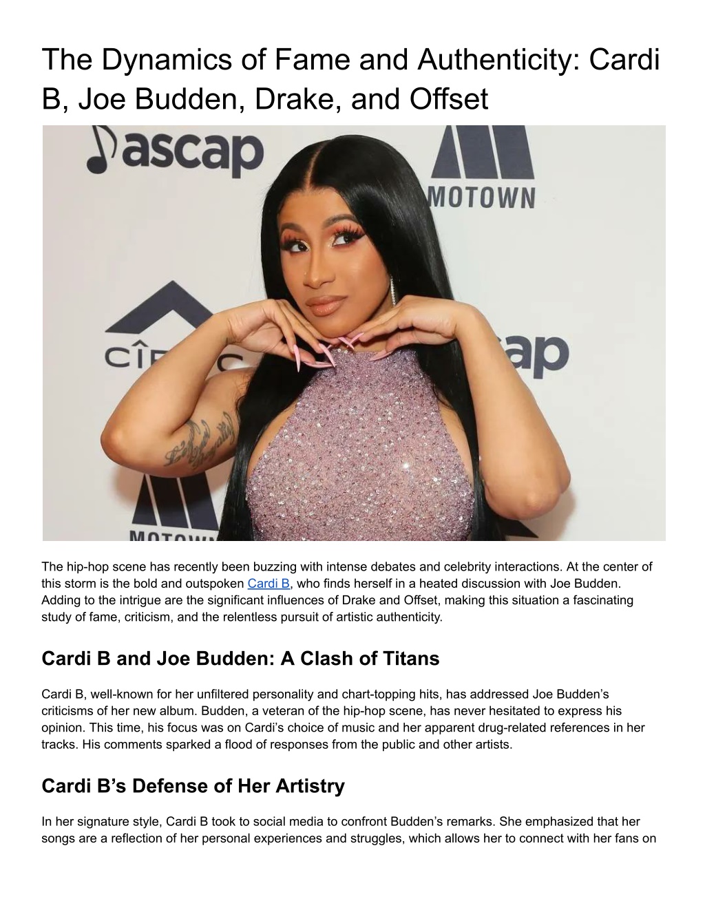 PPT - The Dynamics of Fame and Authenticity: Cardi B, Joe Budden, Drake 