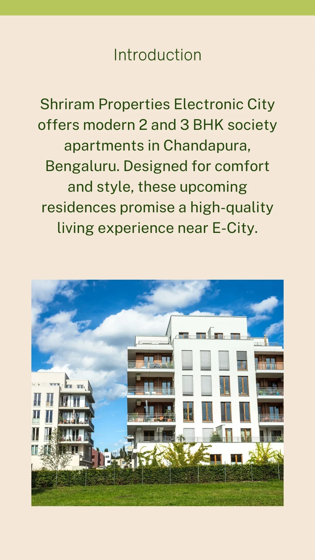 Curated visual reference: Introductory Apartment Amenities Reference: Ppt Shriram Properties Electronic City