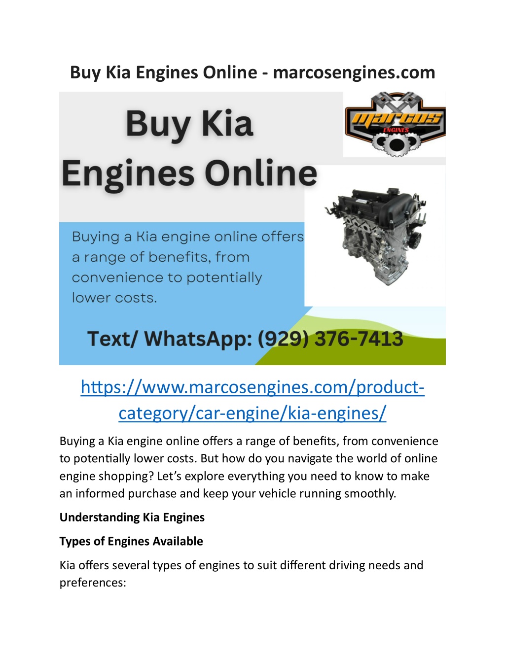 PPT - Buy Kia Engines Online - marcosengines.com PowerPoint Presentation -  ID:13413293