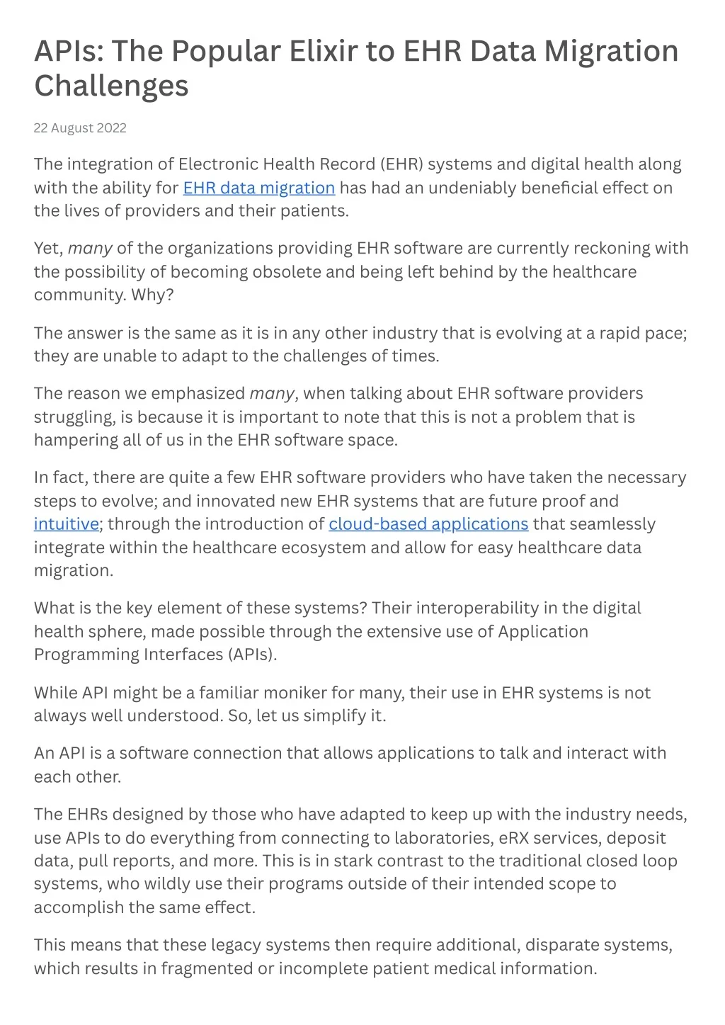 PPT - APIs The Popular Elixir to EHR Data Migration Challenges ...