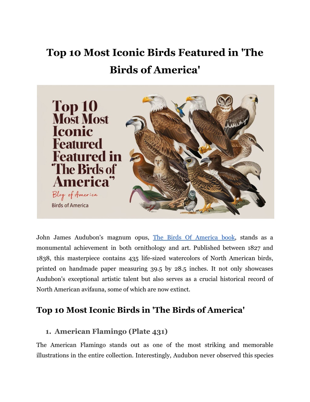 PPT - Top 10 Most Iconic Birds Featured in 'The Birds of America ...