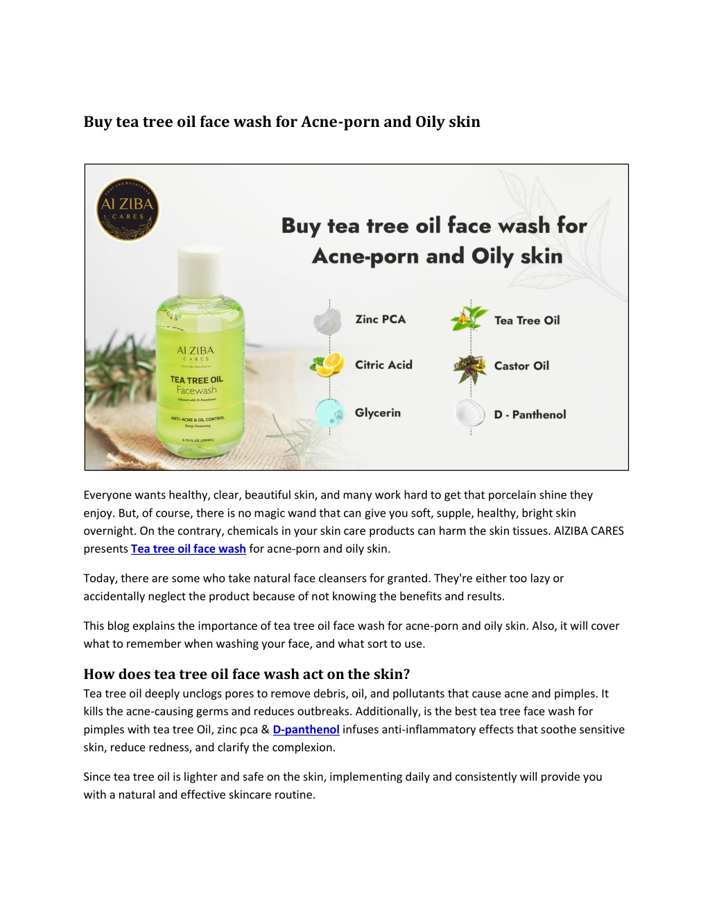 PPT - Buy tea tree oil face wash for Acne-porn and Oily skin PowerPoint  Presentation - ID:13432920