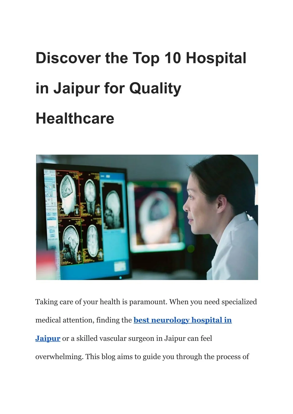 PPT - Discover the Top 10 Hospital in Jaipur for Quality Healthcare ...