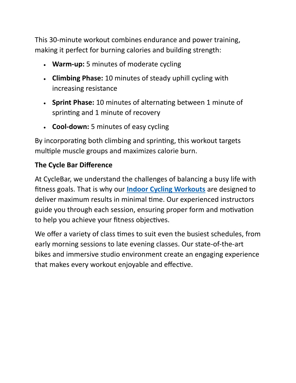 indoor cycling interval workout