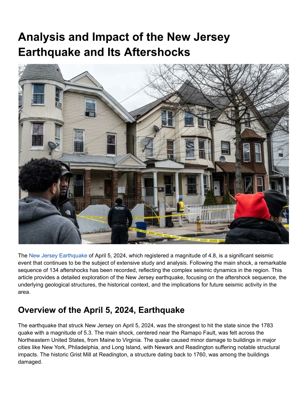 PPT _Analysis and Impact of the New Jersey Earthquake and Its