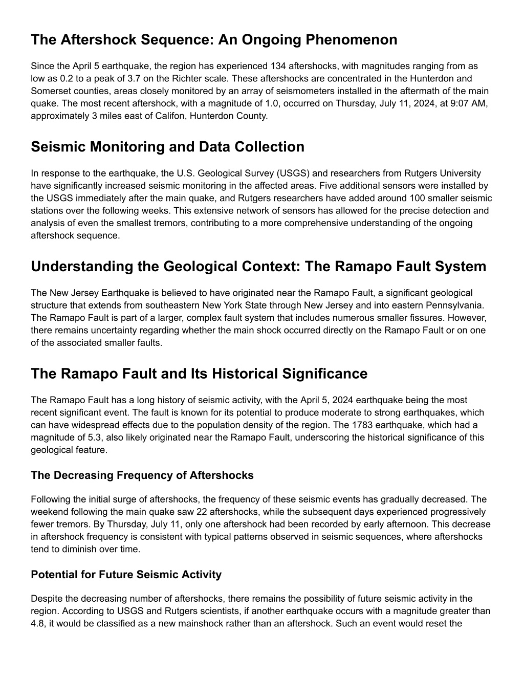 PPT _Analysis and Impact of the New Jersey Earthquake and Its