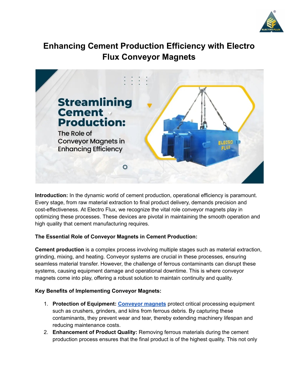 PPT - Enhancing Cement Production Efficiency with Electro Flux Conveyor ...