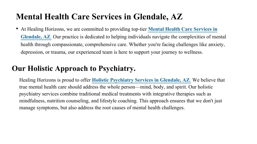 PPT - Mental Health Care | Holistic Psychiatry Services in Glendale, AZ ...