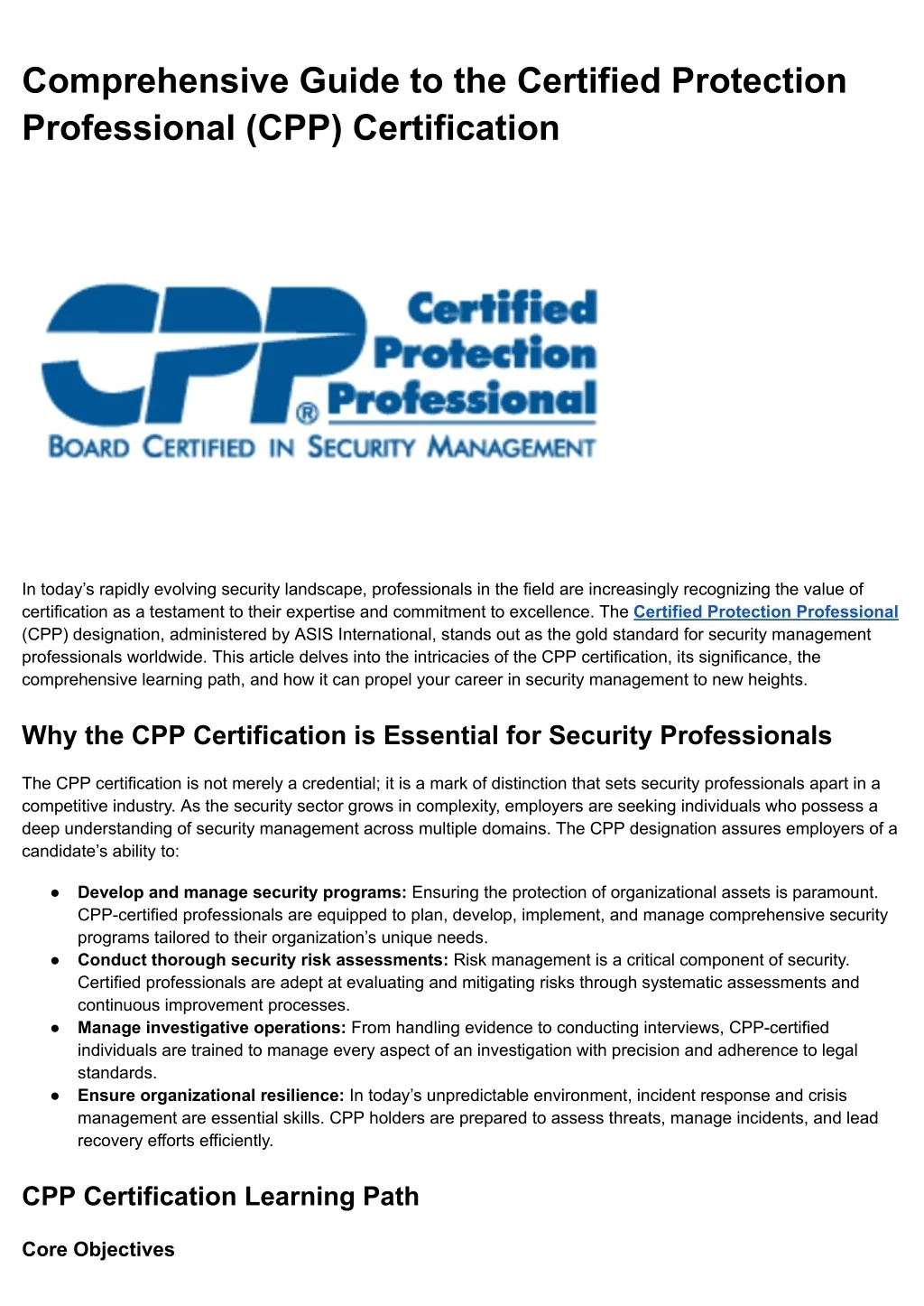 PPT - Comprehensive Guide to the Certified Protection Professional (CPP ...