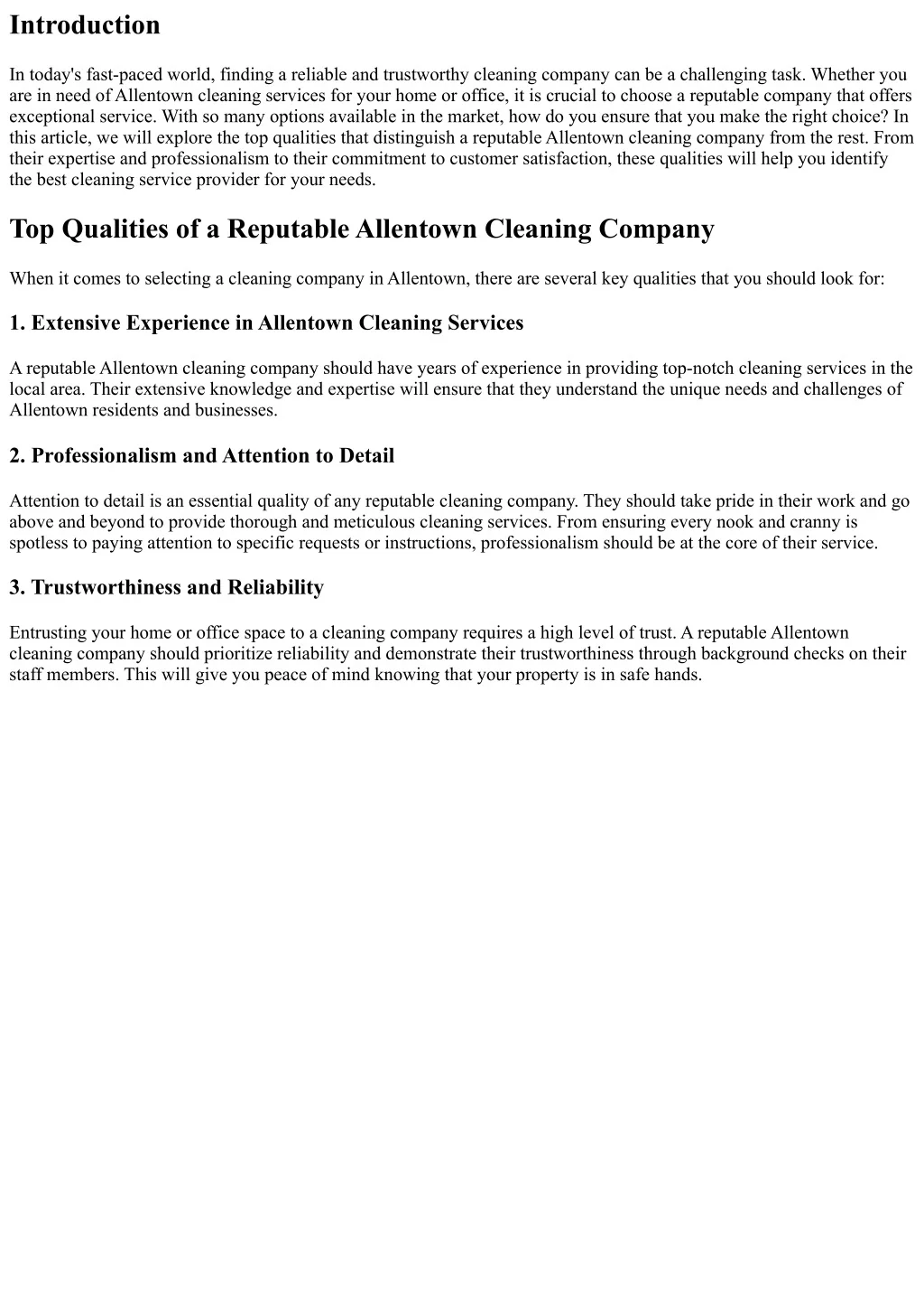 PPT - Top Qualities of a Reputable Allentown Cleaning Company ...