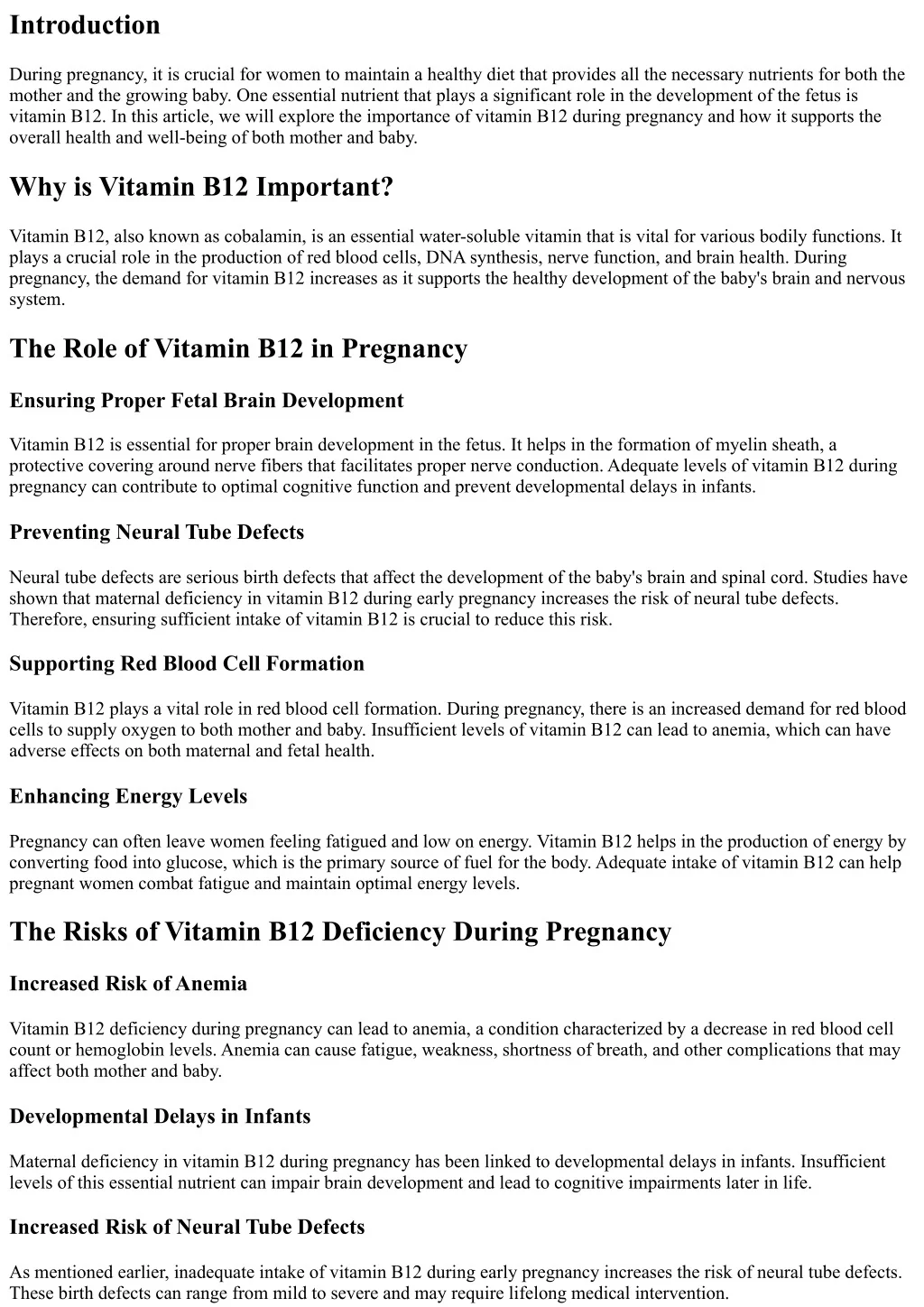PPT - The Importance of Vitamin B12 During Pregnancy PowerPoint ...