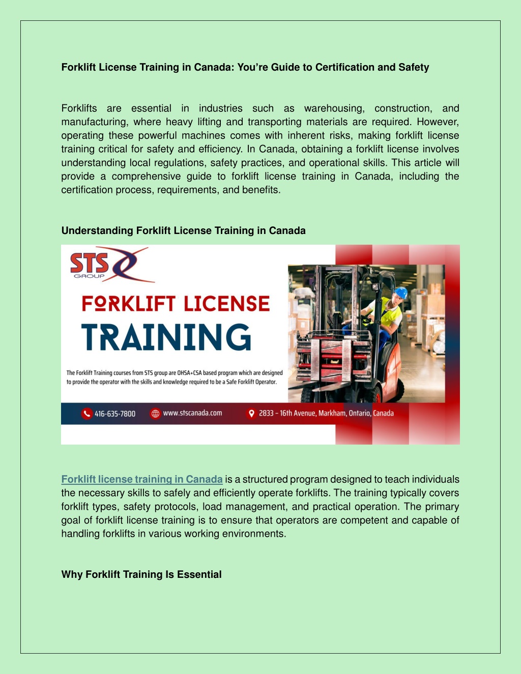 PPT Forklift License Training in Canada You’re Guide to