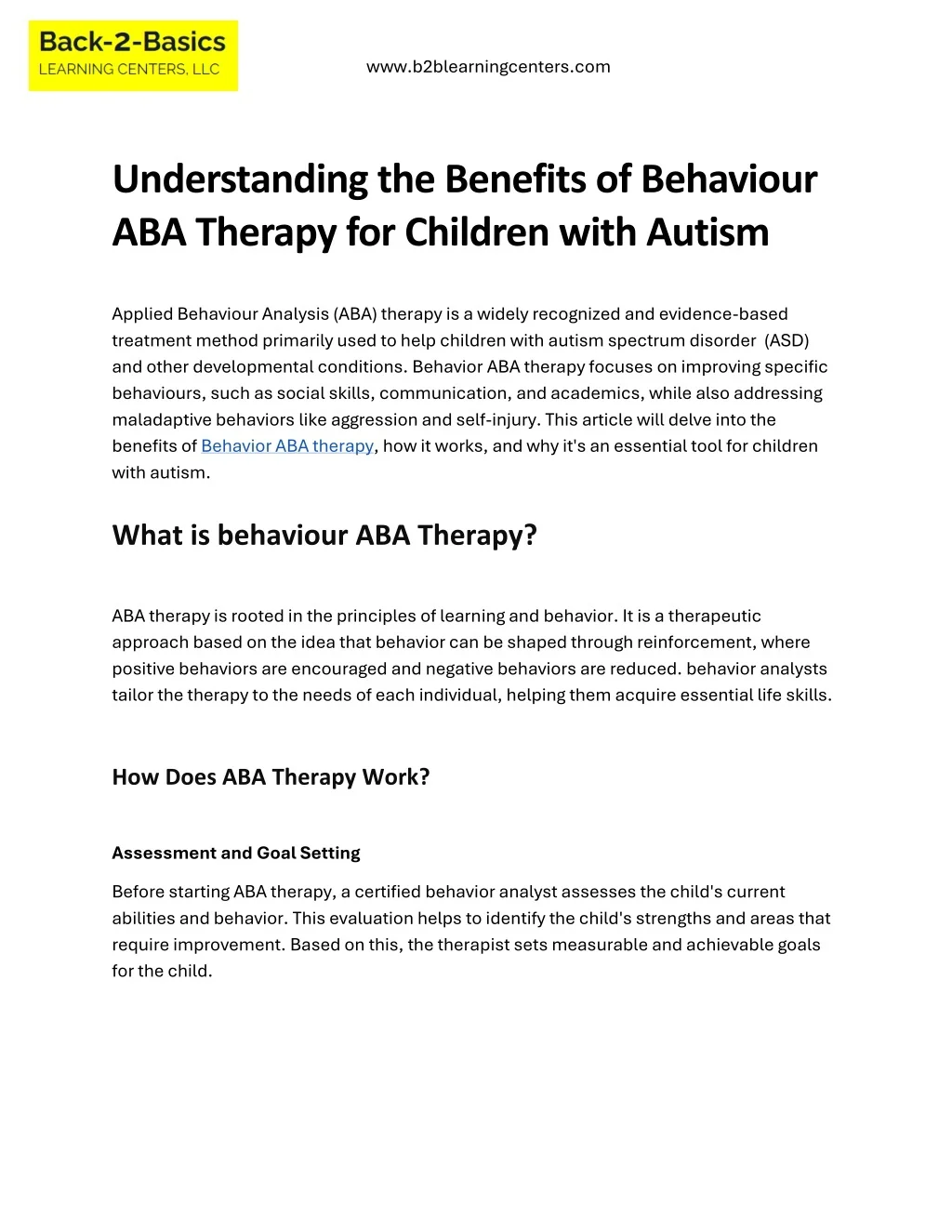 PPT - Understanding the Benefits of Behavior ABA Therapy for Children ...
