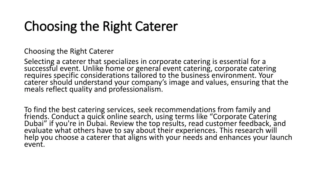 tastify | how to choose the right corporate caterer... PPT - Corporate Catering Dubai PowerPoint Presentation, free download ...