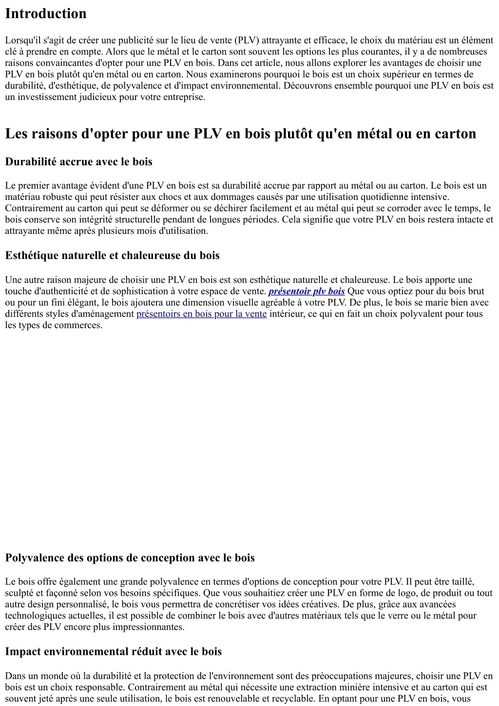 PPT - Les raisons d'opter pour une PLV en bois plutôt qu'en métal ou en ...