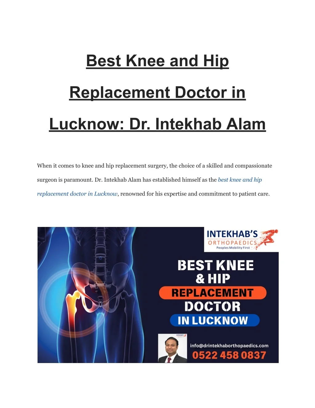 PPT - Best Knee and Hip Replacement Doctor in Lucknow_ Dr PowerPoint ...