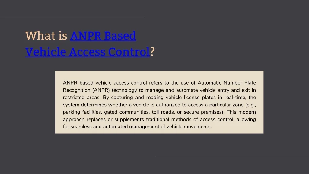 PPT - ANPR Based Vehicle Access Control Systems PowerPoint Presentation ...