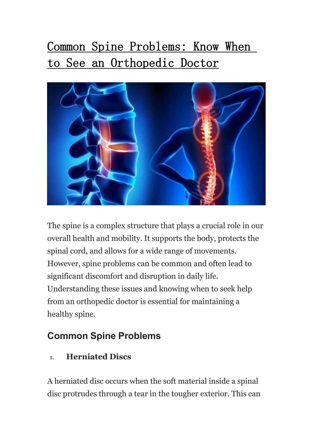 PPT - Common Spine Problems: Know When to See an Orthopedic Doctor ...