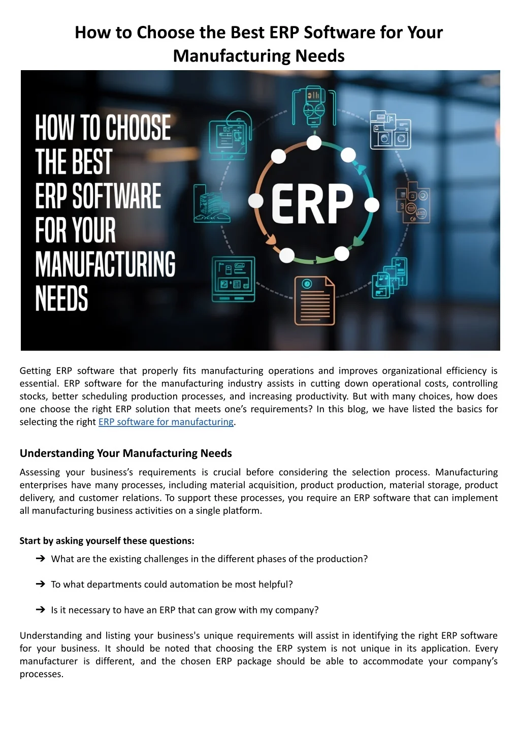 PPT - How to Choose the Best ERP Software for Your Manufacturing Needs ...