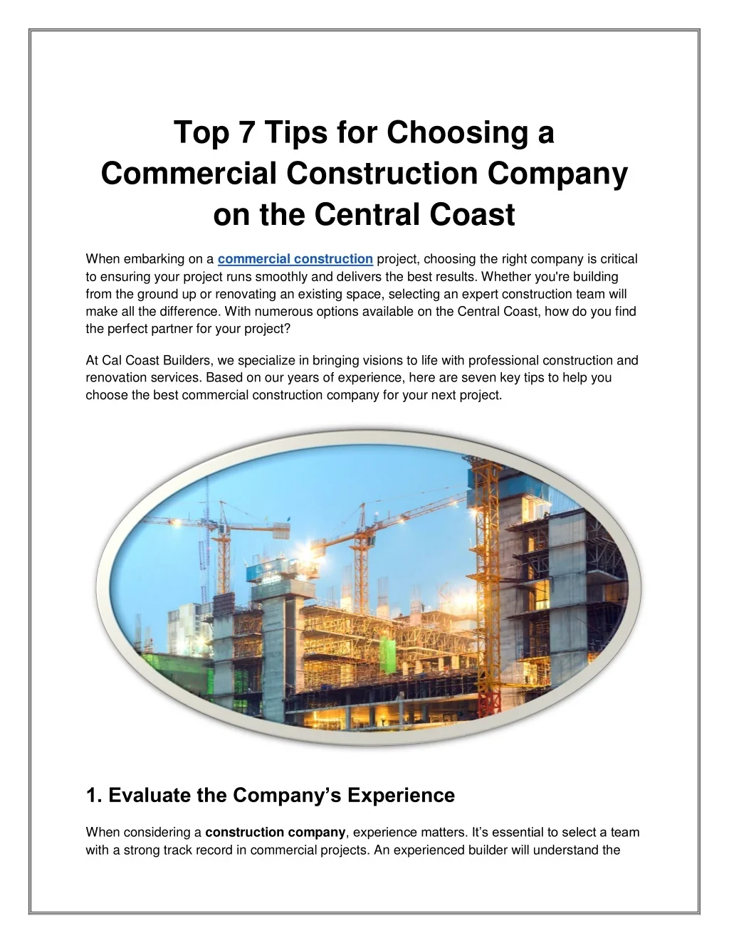 PPT - Top 7 Tips for Choosing a Commercial Construction Company on the ...