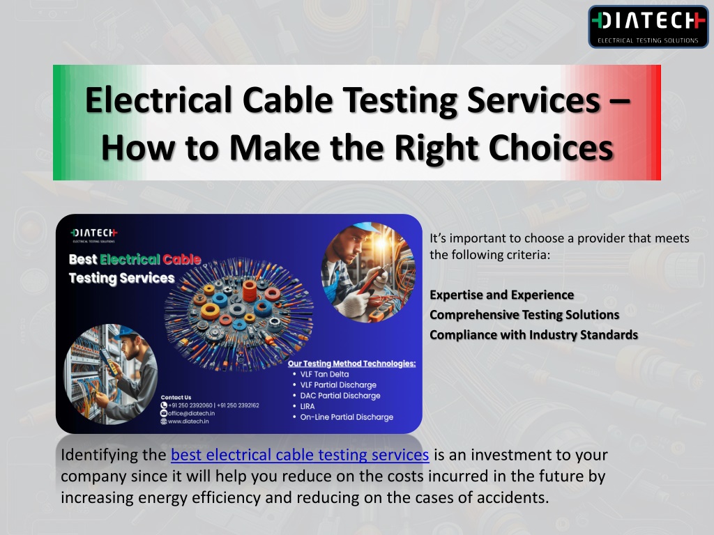 PPT How Electrical Cable Testing Reduce Costs Diatech PowerPoint