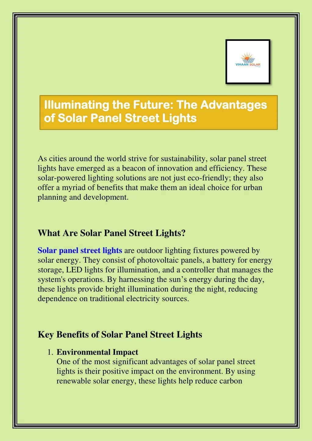 PPT - Illuminating the Future: The Advantages of Solar Panel Street ...