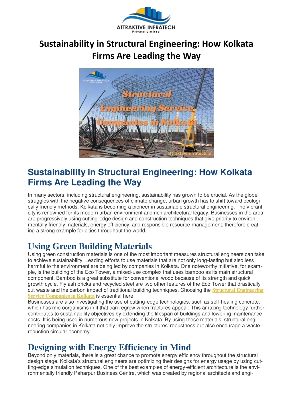 PPT - Sustainability in Structural Engineering: How Kolkata Firms Are ...