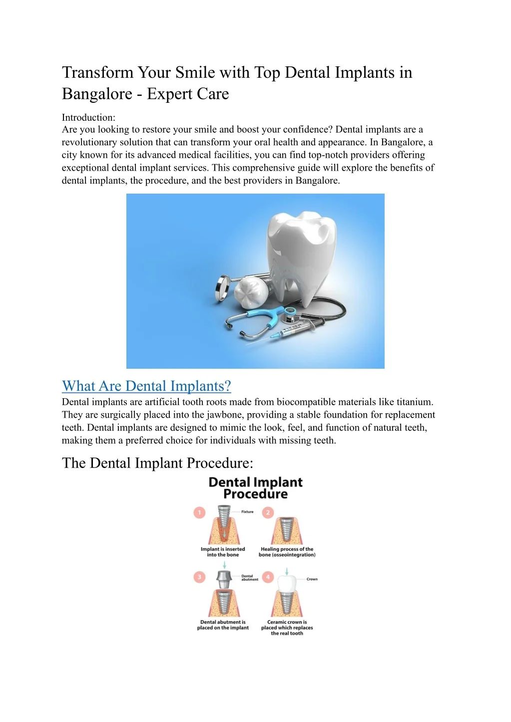 PPT - Get a Dazzling Smile with Dental Implants in Bangalore PowerPoint ...