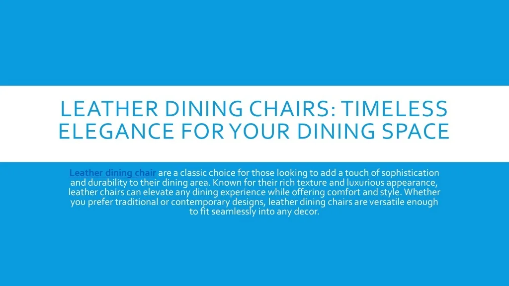 PPT - Leather Dining Chairs Timeless Elegance for Your Dining Space ...