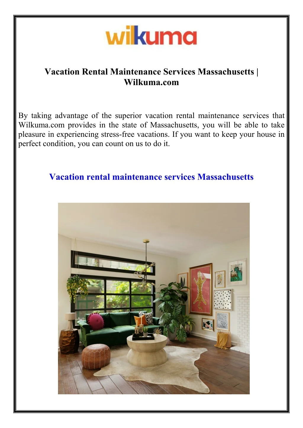 Vacation Rental Maintenance Services Massachusetts Wilkuma com