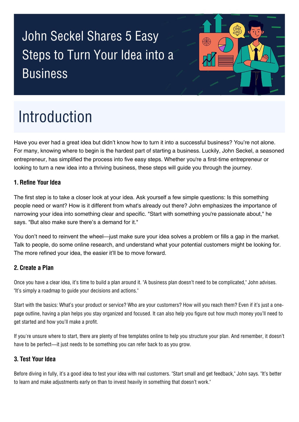 PPT - John Seckel Shares 5 Easy Steps to Turn Your Idea into a Business ...