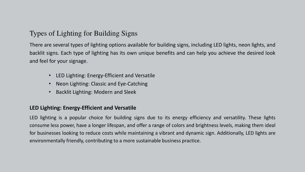 PPT - How Lighting Can Transform Your Building Sign Experience ...