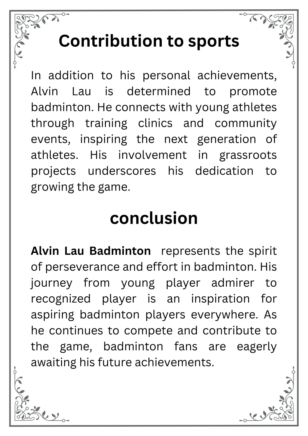 Sports Contribution PPT - Alvin Lau The Badminton Prodigy on the Rise PowerPoint ...